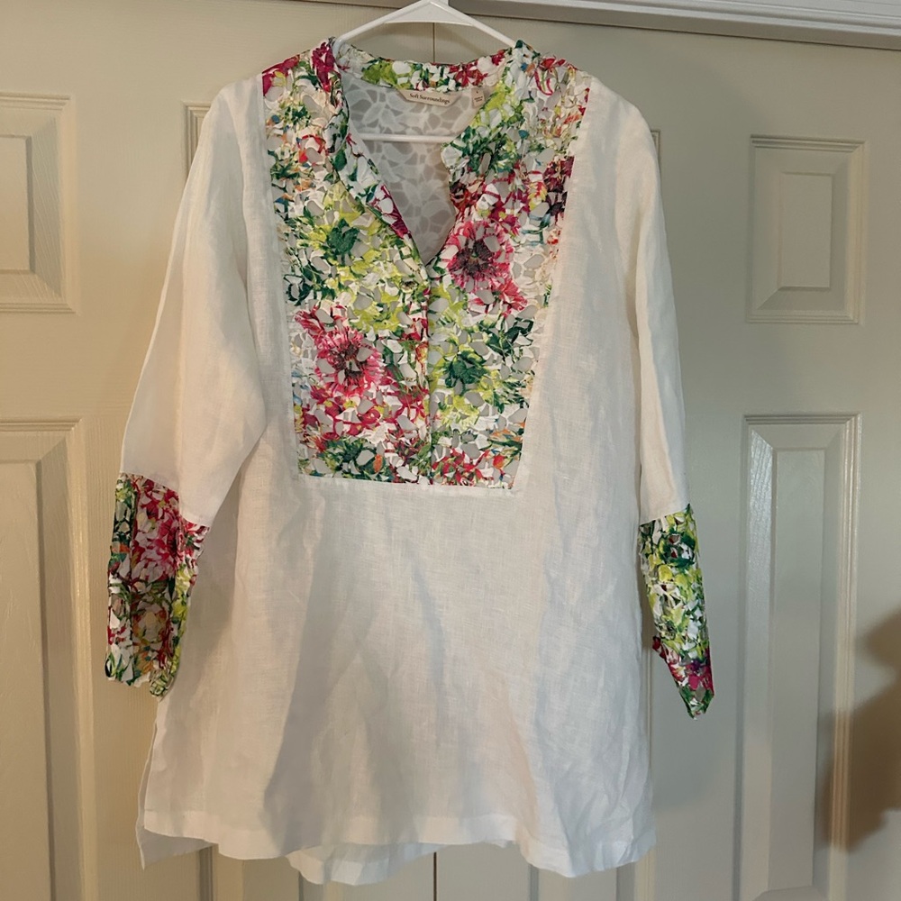 Embroidered linen tunic